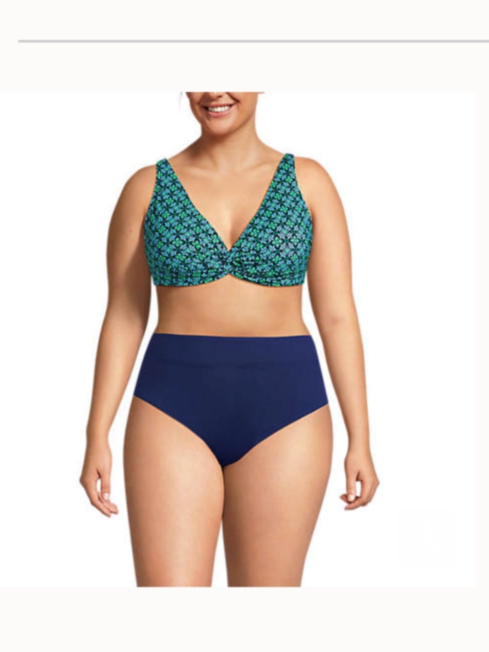 Women's Plus Size Twist Front Underwire Bikini Swimsuit Top NWT Lands End